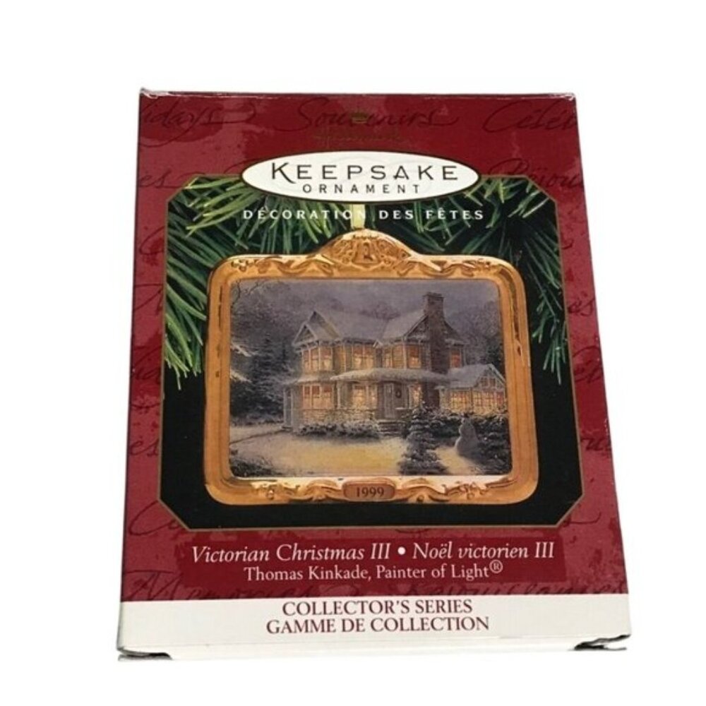 Thomas Kinkade Keepsake Ornament 1999 Victorian Christmas III Collectors Ceramic